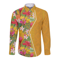 Africa Tropical Flowers Long Sleeve Button Shirt Yellow Version - Wonder Print Shop