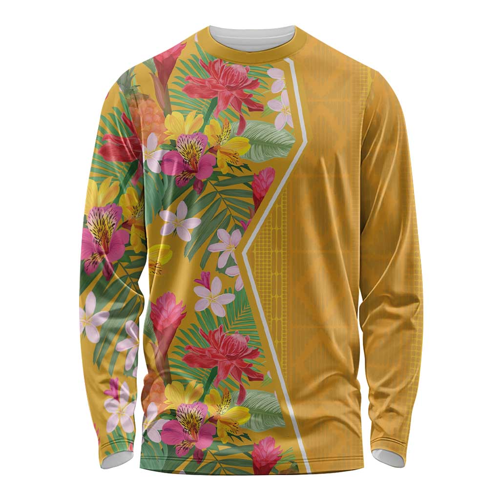Africa Tropical Flowers Long Sleeve Shirt Yellow Version - Wonder Print Shop