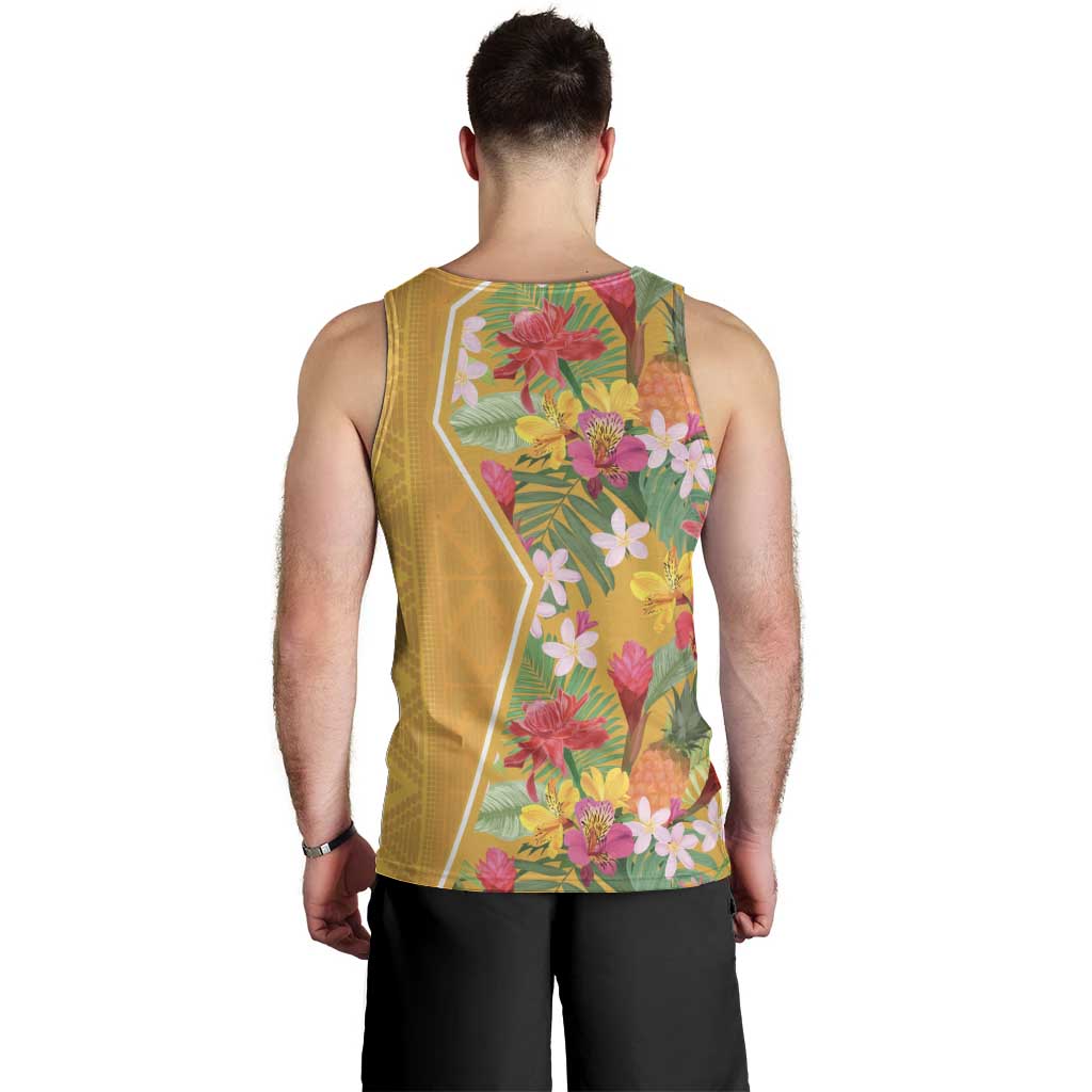 Africa Tropical Flowers Men Tank Top Yellow Version - Wonder Print Shop
