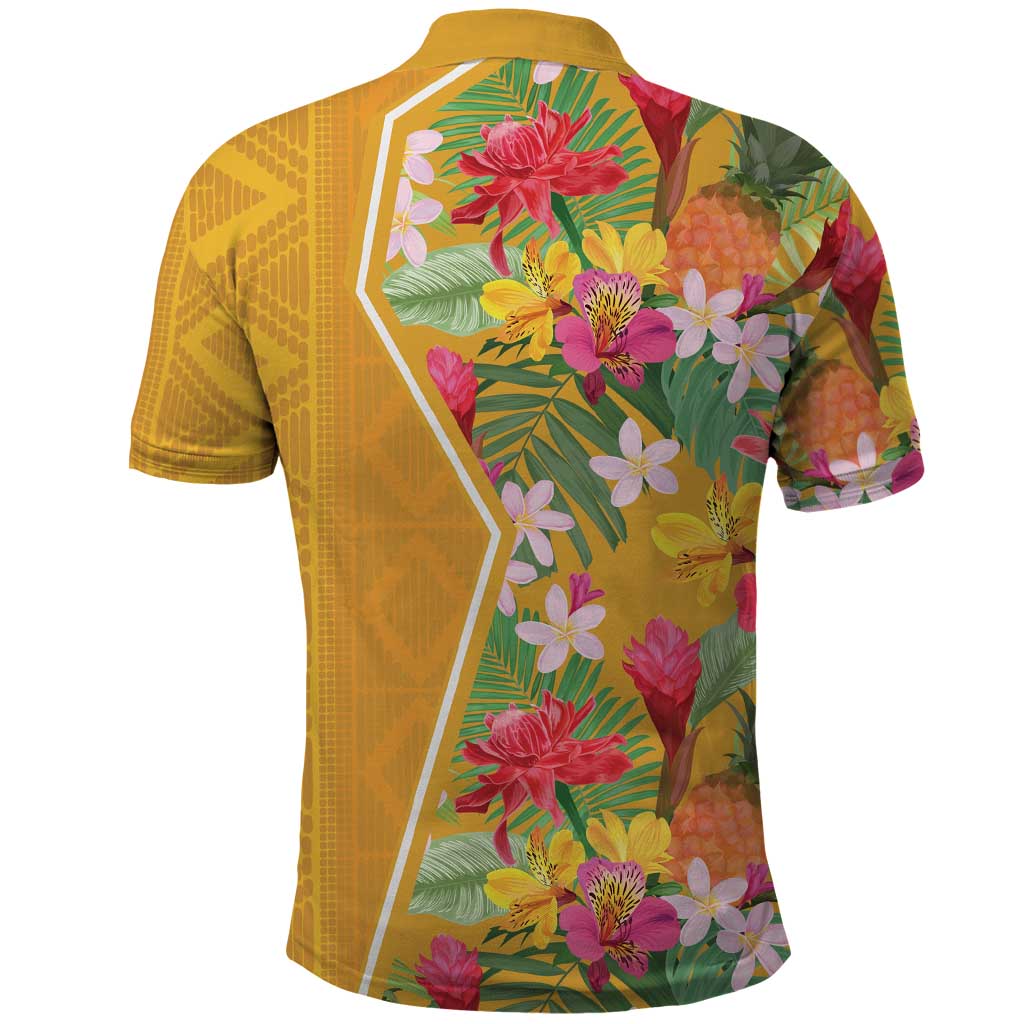 Africa Tropical Flowers Polo Shirt Yellow Version - Wonder Print Shop