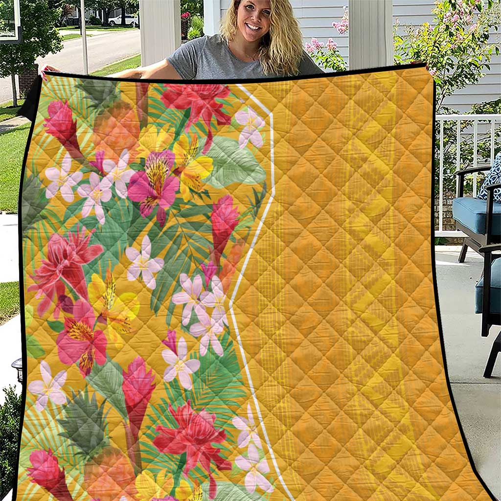 Africa Tropical Flowers Quilt Yellow Version - Wonder Print Shop