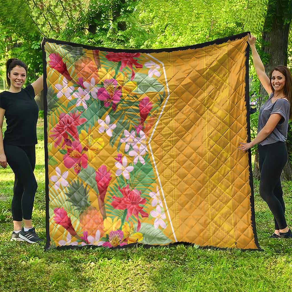 Africa Tropical Flowers Quilt Yellow Version - Wonder Print Shop