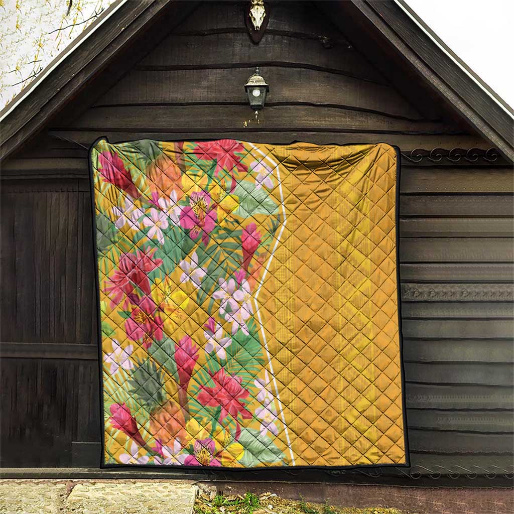 Africa Tropical Flowers Quilt Yellow Version - Wonder Print Shop