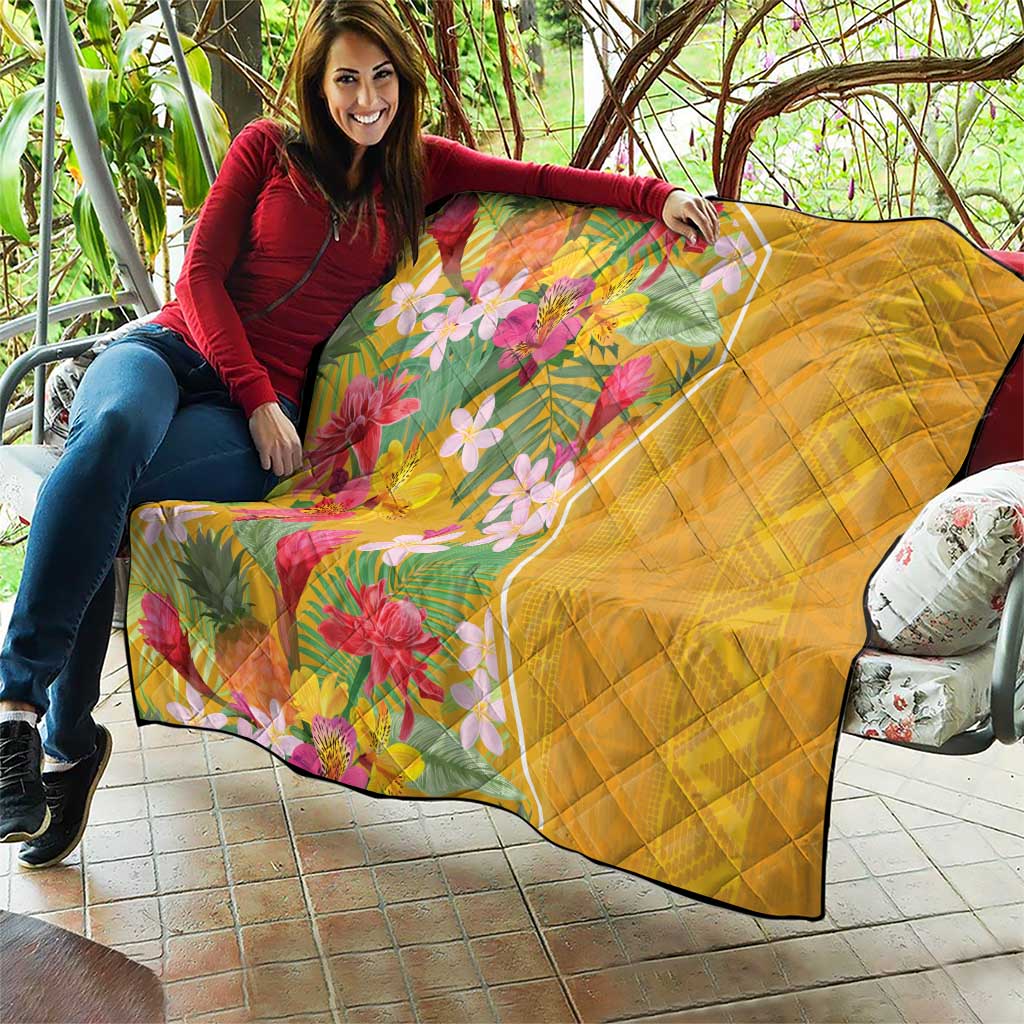 Africa Tropical Flowers Quilt Yellow Version - Wonder Print Shop