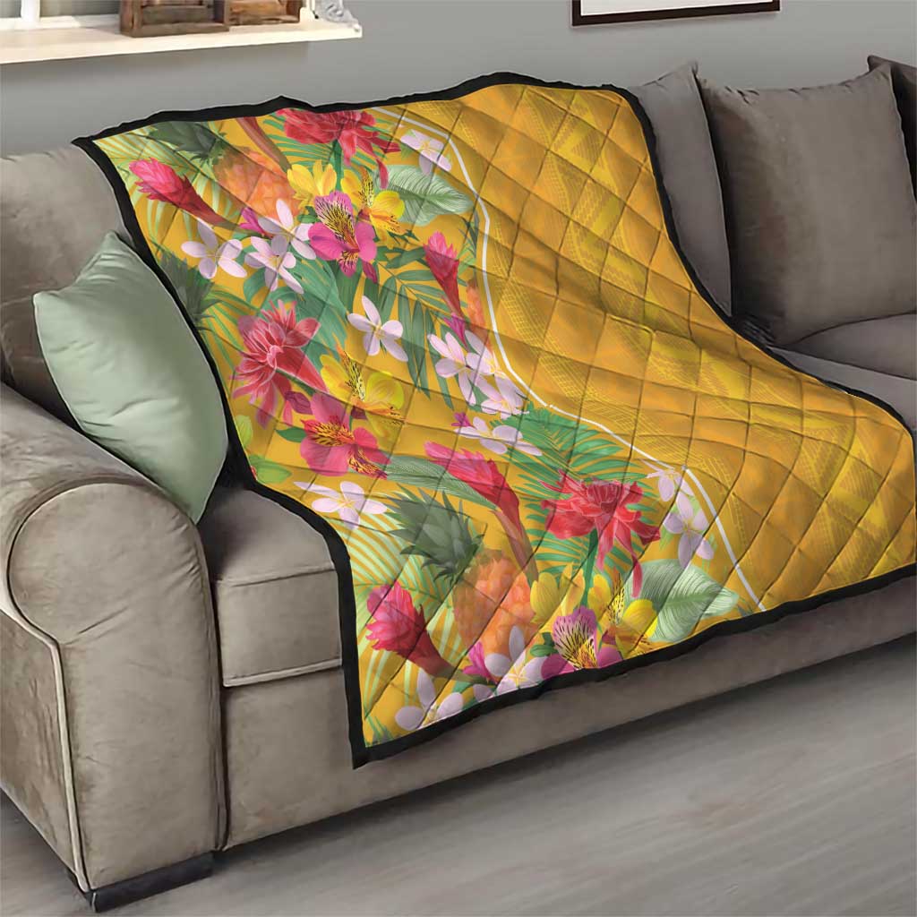 Africa Tropical Flowers Quilt Yellow Version - Wonder Print Shop