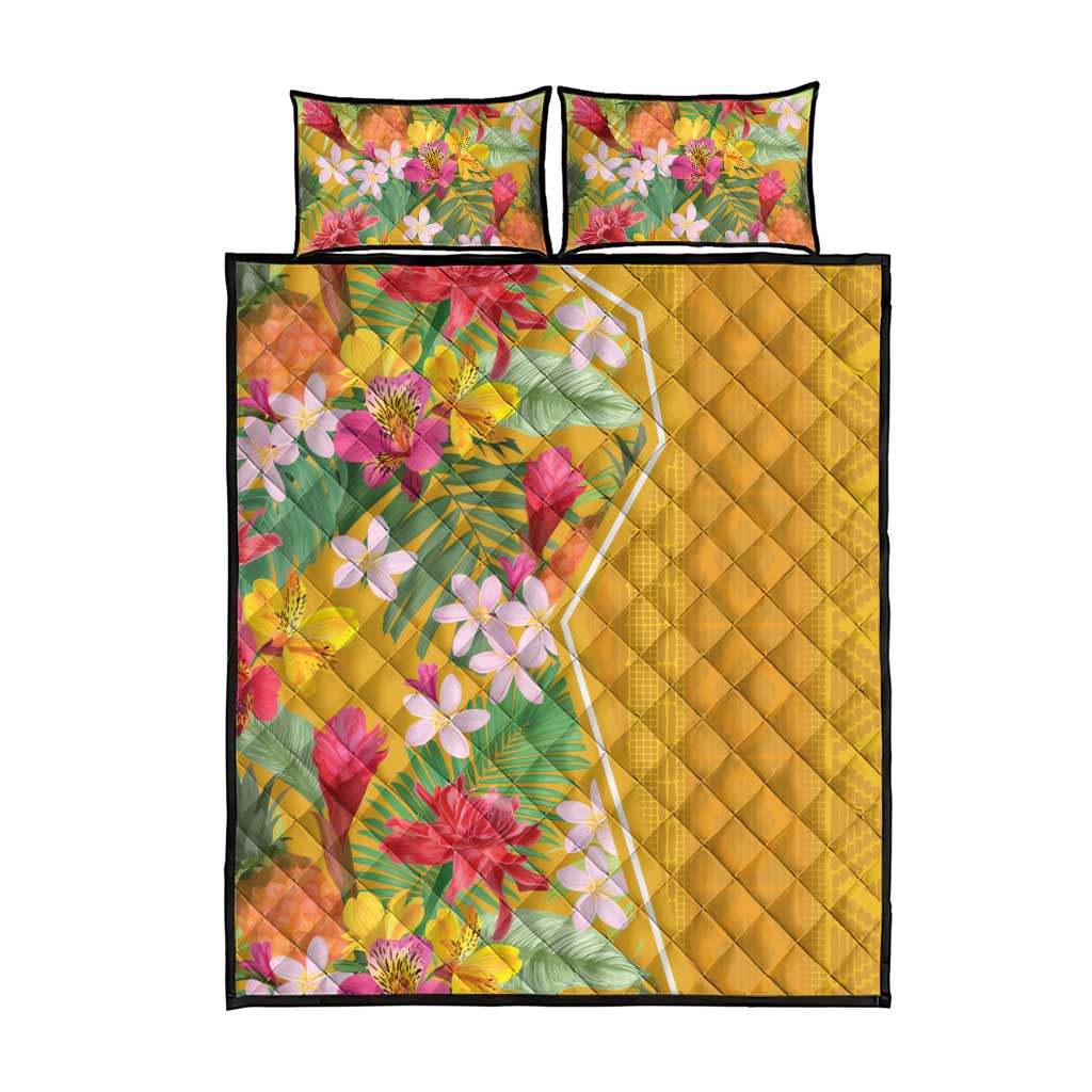 Africa Tropical Flowers Quilt Bed Set Yellow Version - Wonder Print Shop