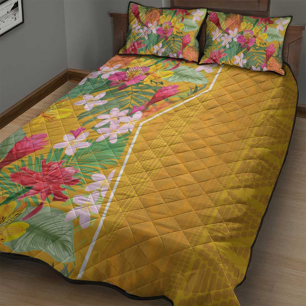 Africa Tropical Flowers Quilt Bed Set Yellow Version - Wonder Print Shop