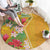 Africa Tropical Flowers Round Carpet Yellow Version