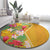 Africa Tropical Flowers Round Carpet Yellow Version