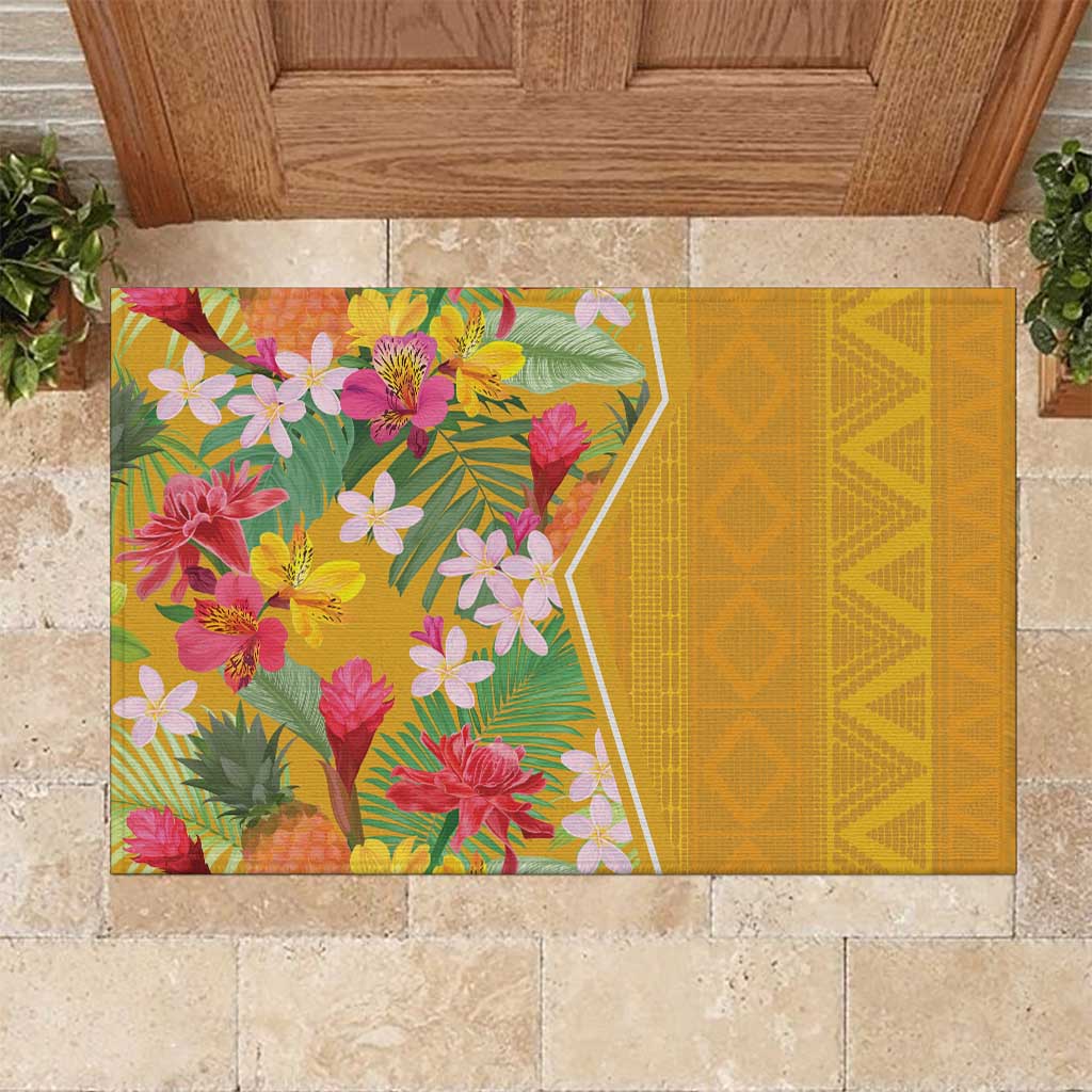 Africa Tropical Flowers Rubber Doormat Yellow Version - Wonder Print Shop