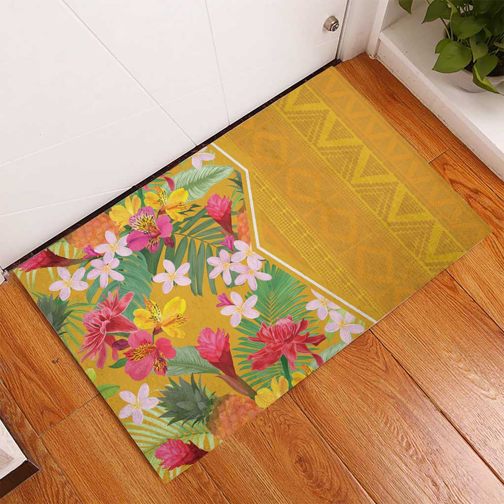 Africa Tropical Flowers Rubber Doormat Yellow Version - Wonder Print Shop