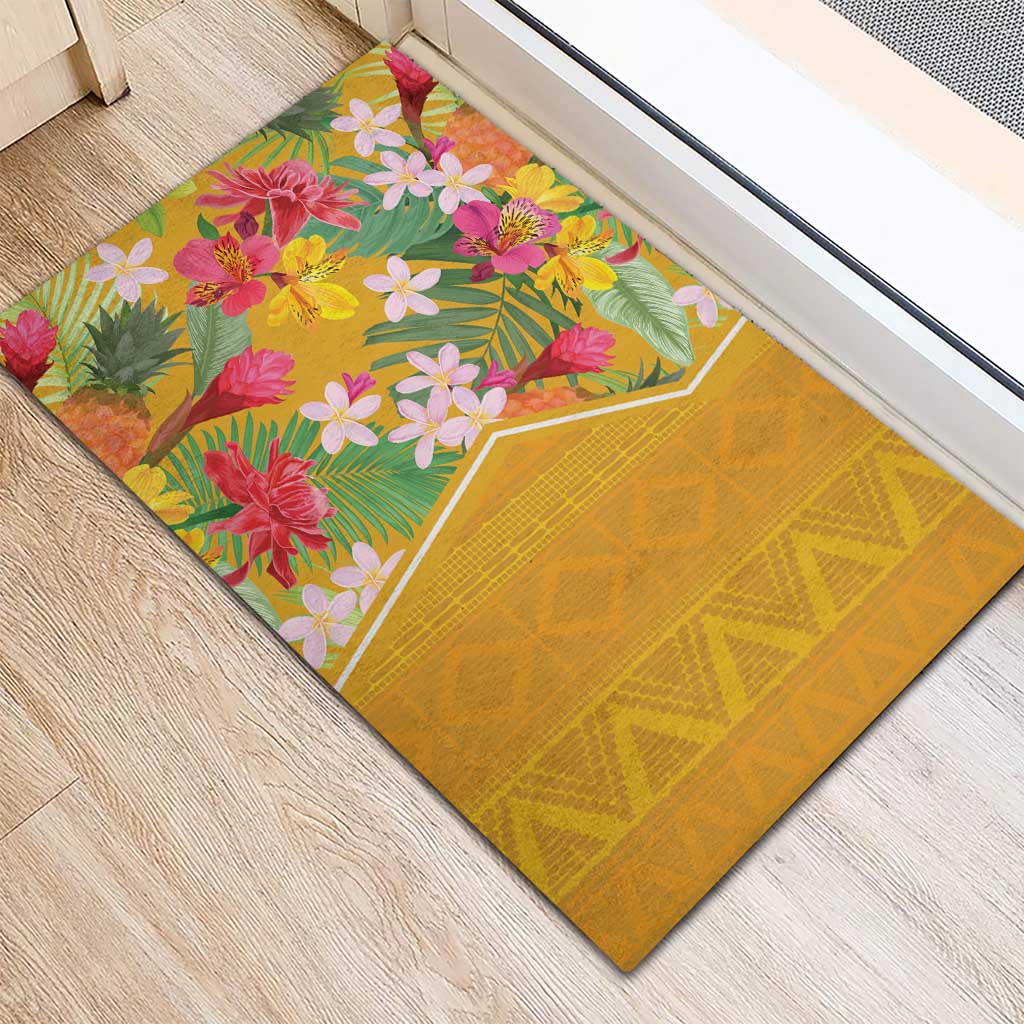 Africa Tropical Flowers Rubber Doormat Yellow Version - Wonder Print Shop