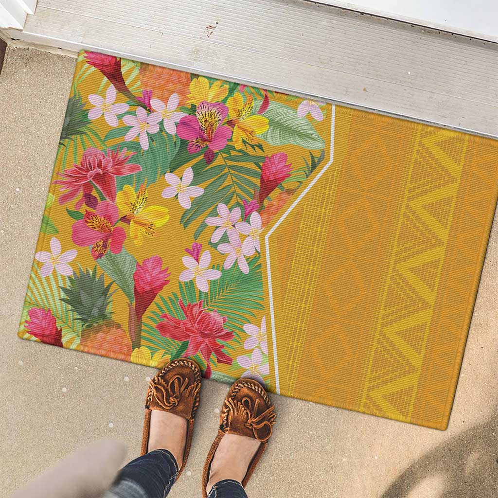 Africa Tropical Flowers Rubber Doormat Yellow Version - Wonder Print Shop