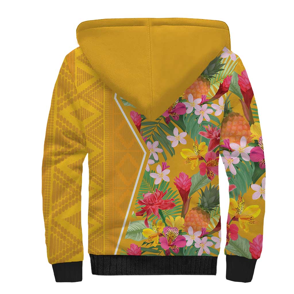 Africa Tropical Flowers Sherpa Hoodie Yellow Version - Wonder Print Shop