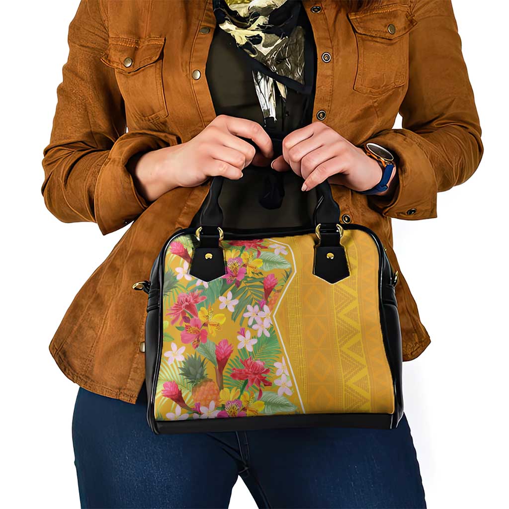 Africa Tropical Flowers Shoulder Handbag Yellow Version