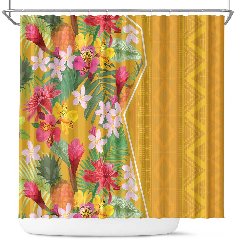Africa Tropical Flowers Shower Curtain Yellow Version