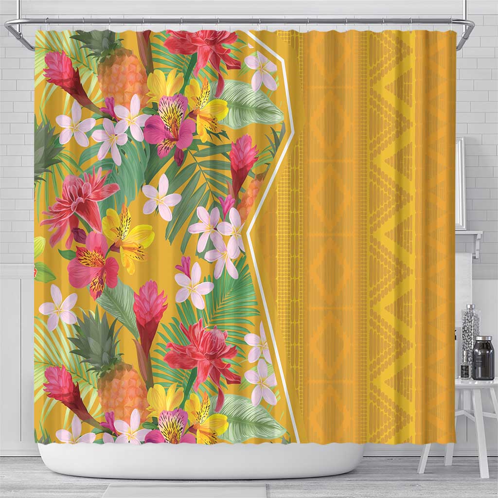 Africa Tropical Flowers Shower Curtain Yellow Version