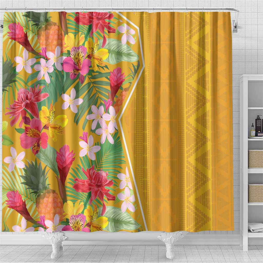 Africa Tropical Flowers Shower Curtain Yellow Version