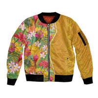 Africa Tropical Flowers Sleeve Zip Bomber Jacket Yellow Version - Wonder Print Shop