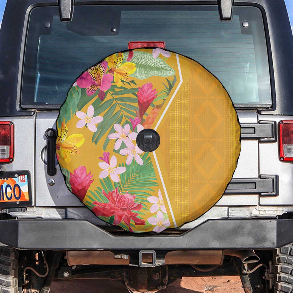 Africa Tropical Flowers Spare Tire Cover Yellow Version - Wonder Print Shop