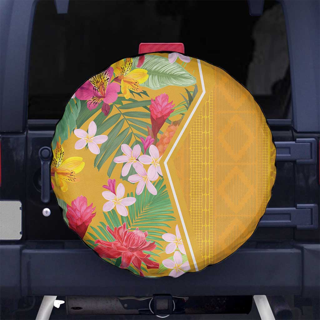 Africa Tropical Flowers Spare Tire Cover Yellow Version - Wonder Print Shop