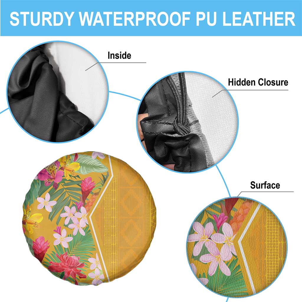 Africa Tropical Flowers Spare Tire Cover Yellow Version - Wonder Print Shop