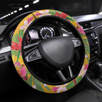 Africa Tropical Flowers Steering Wheel Cover Yellow Version - Wonder Print Shop