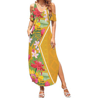 Africa Tropical Flowers Summer Maxi Dress Yellow Version - Wonder Print Shop