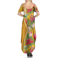 Africa Tropical Flowers Summer Maxi Dress Yellow Version - Wonder Print Shop