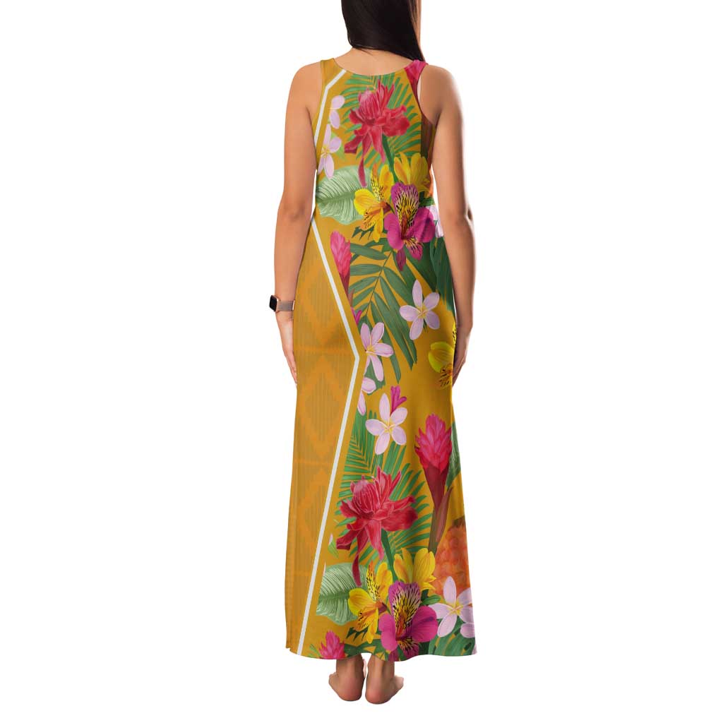 Africa Tropical Flowers Tank Maxi Dress Yellow Version - Wonder Print Shop