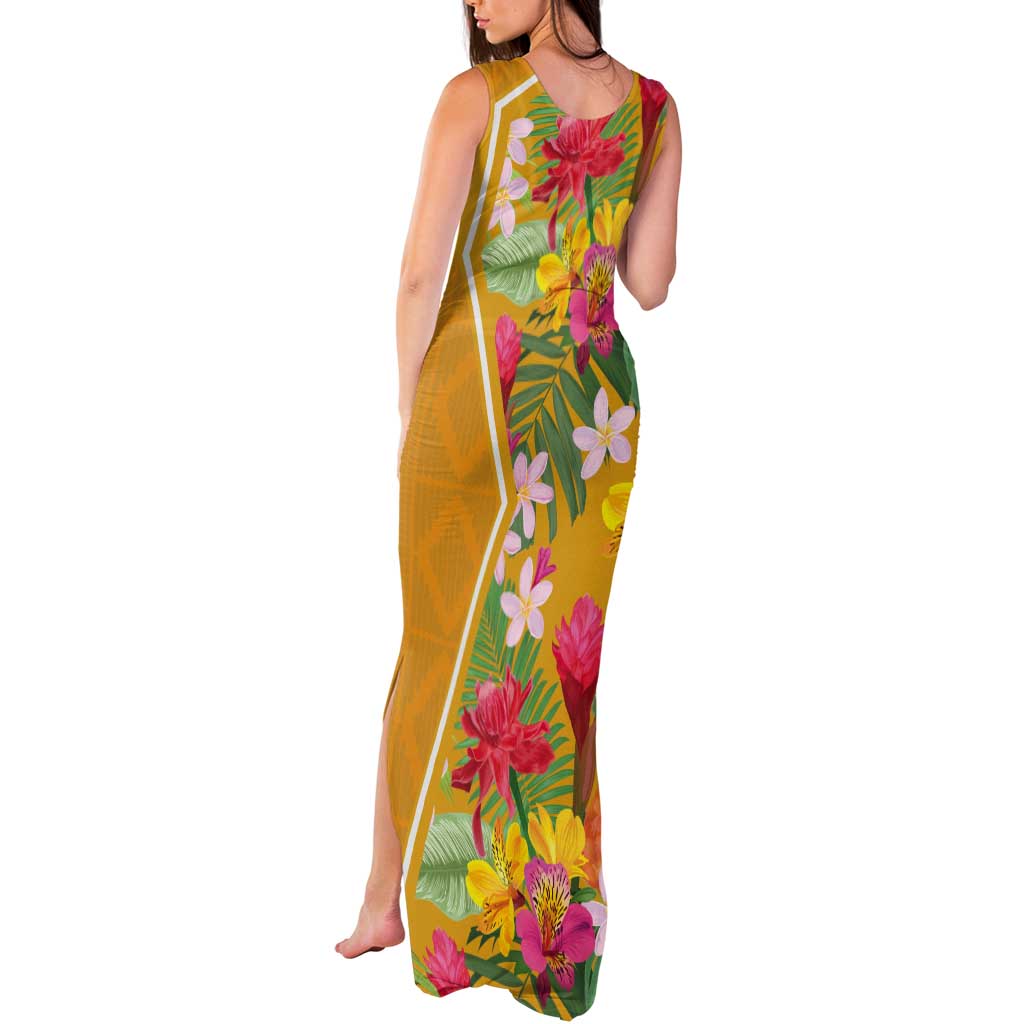 Africa Tropical Flowers Tank Maxi Dress Yellow Version - Wonder Print Shop