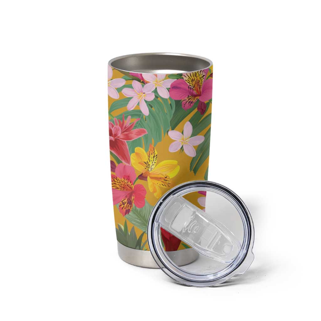 Africa Tropical Flowers Tumbler Cup Yellow Version - Wonder Print Shop