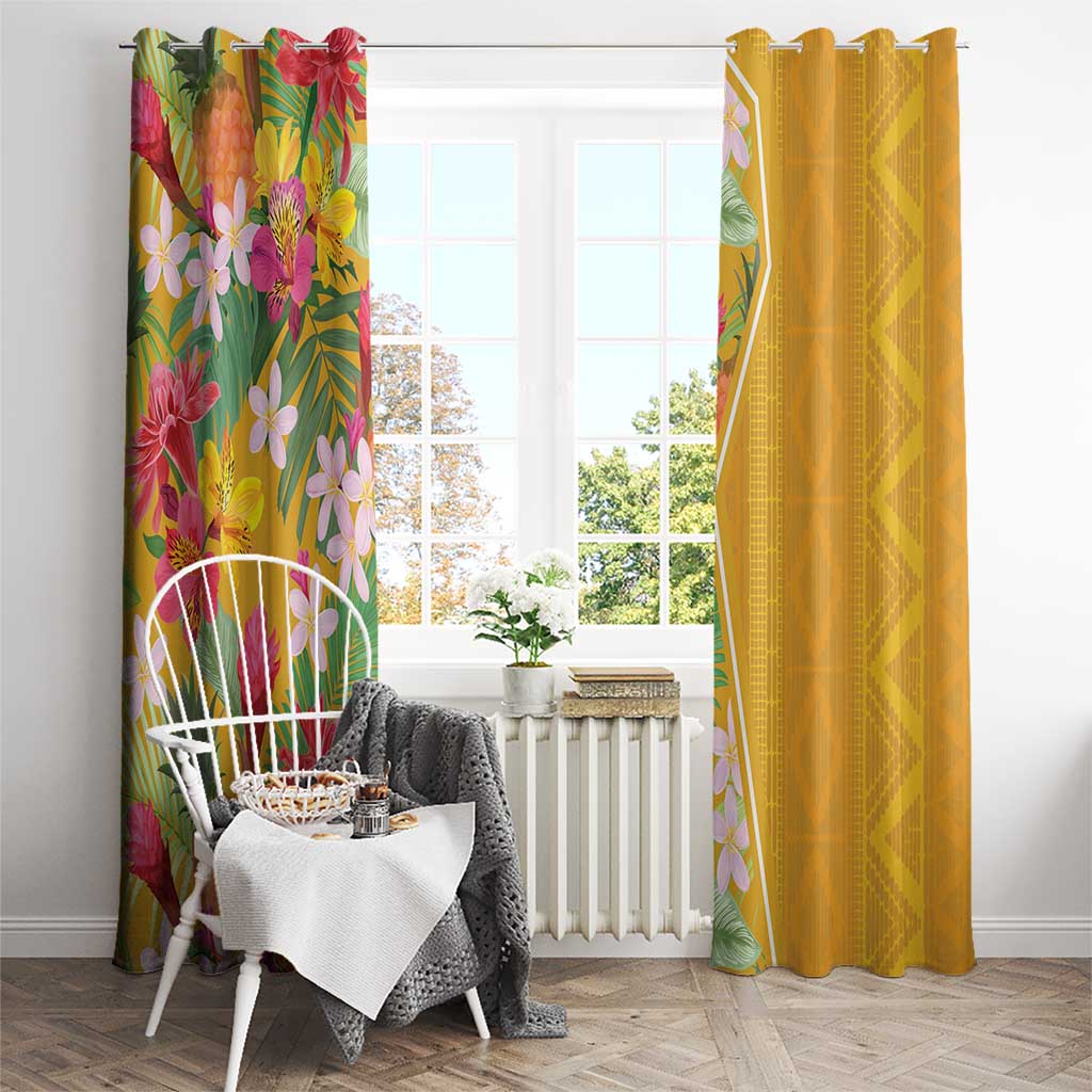 Africa Tropical Flowers Window Curtain Yellow Version - Wonder Print Shop