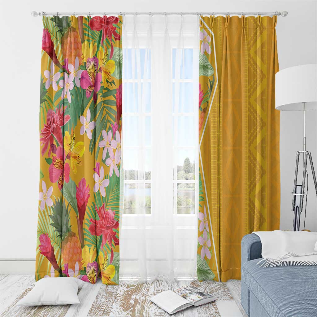 Africa Tropical Flowers Window Curtain Yellow Version - Wonder Print Shop