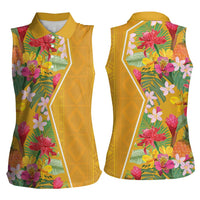 Africa Tropical Flowers Women Sleeveless Polo Shirt Yellow Version - Wonder Print Shop