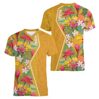 Africa Tropical Flowers Women V-Neck T-Shirt Yellow Version - Wonder Print Shop