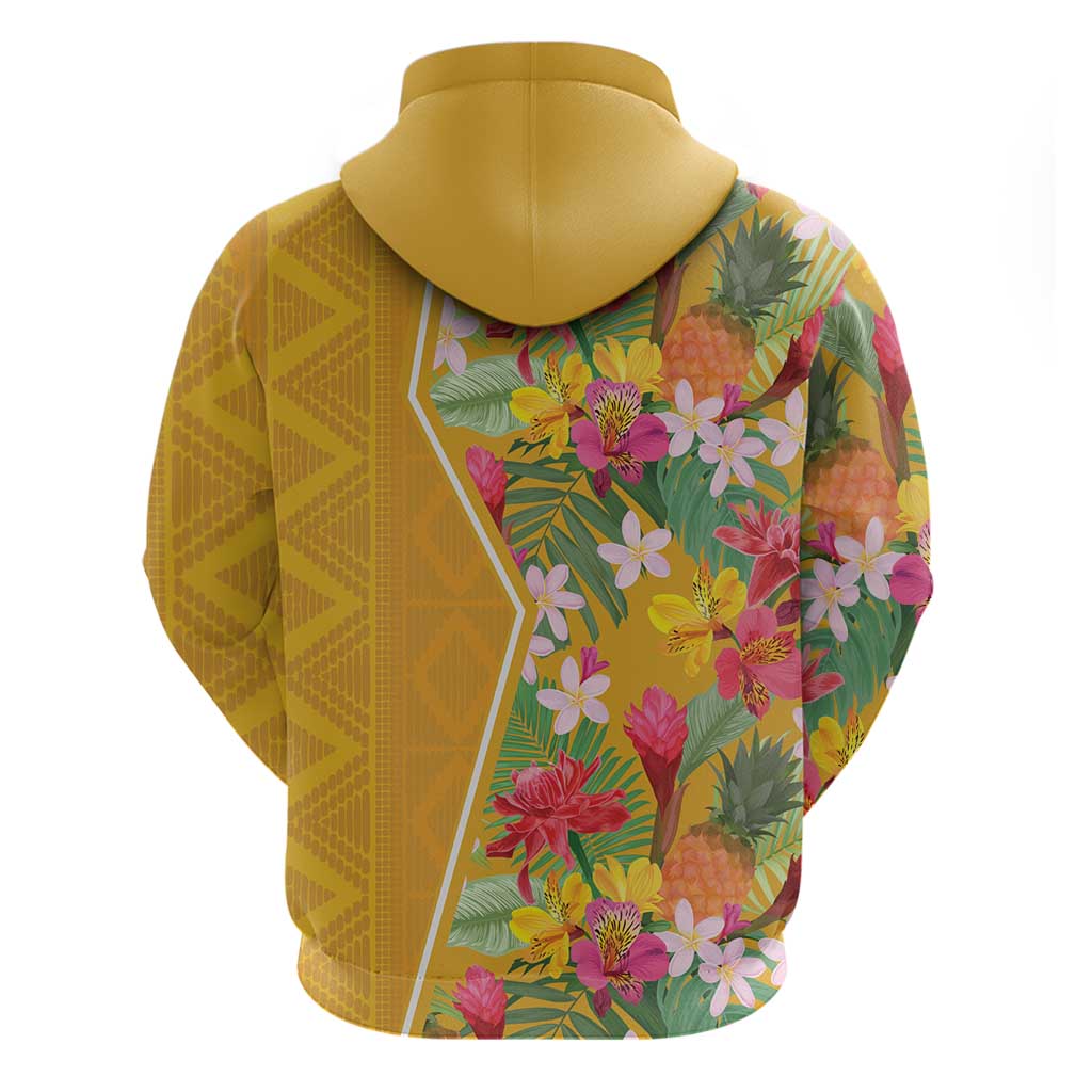 Africa Tropical Flowers Zip Hoodie Yellow Version - Wonder Print Shop