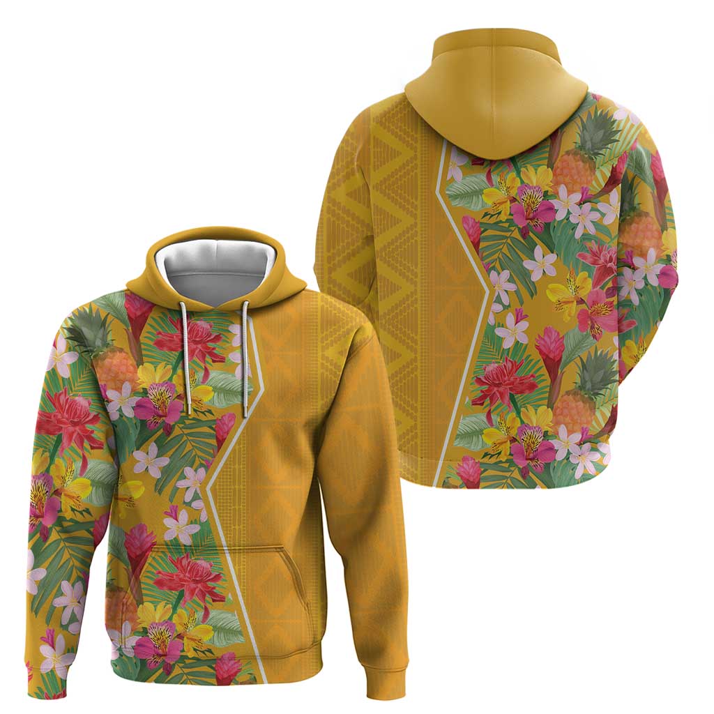 Africa Tropical Flowers Zip Hoodie Yellow Version - Wonder Print Shop