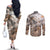 Africa Safari Animals Couples Matching Off The Shoulder Long Sleeve Dress and Long Sleeve Button Shirt