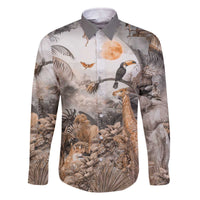 Africa Safari Animals Family Matching Off The Shoulder Long Sleeve Dress and Hawaiian Shirt - Wonder Print Shop