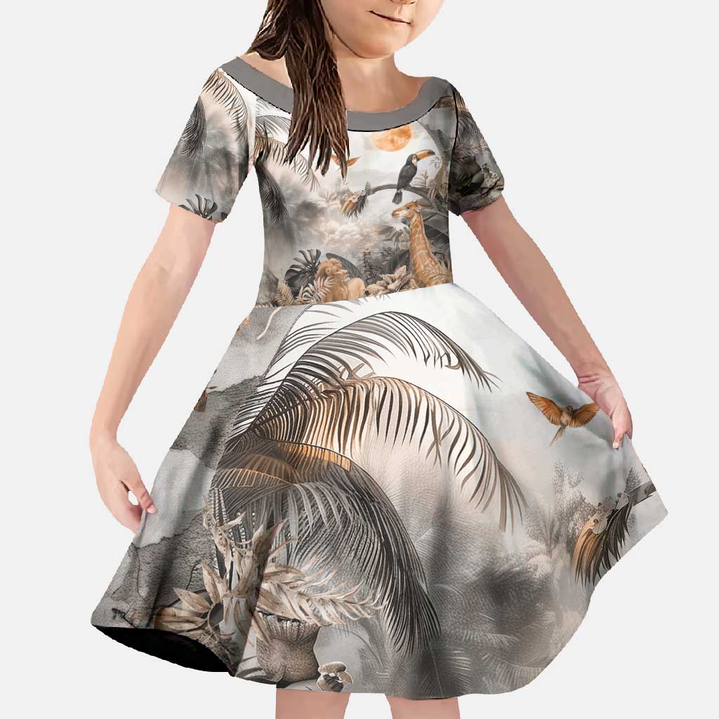 Africa Safari Animals Family Matching Off Shoulder Maxi Dress and Hawaiian Shirt - Wonder Print Shop