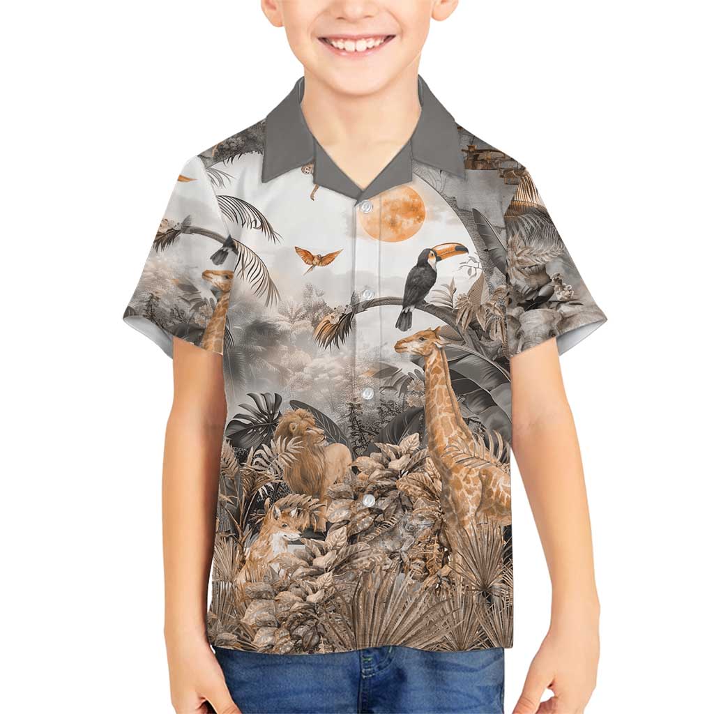 Africa Safari Animals Family Matching Off Shoulder Maxi Dress and Hawaiian Shirt - Wonder Print Shop