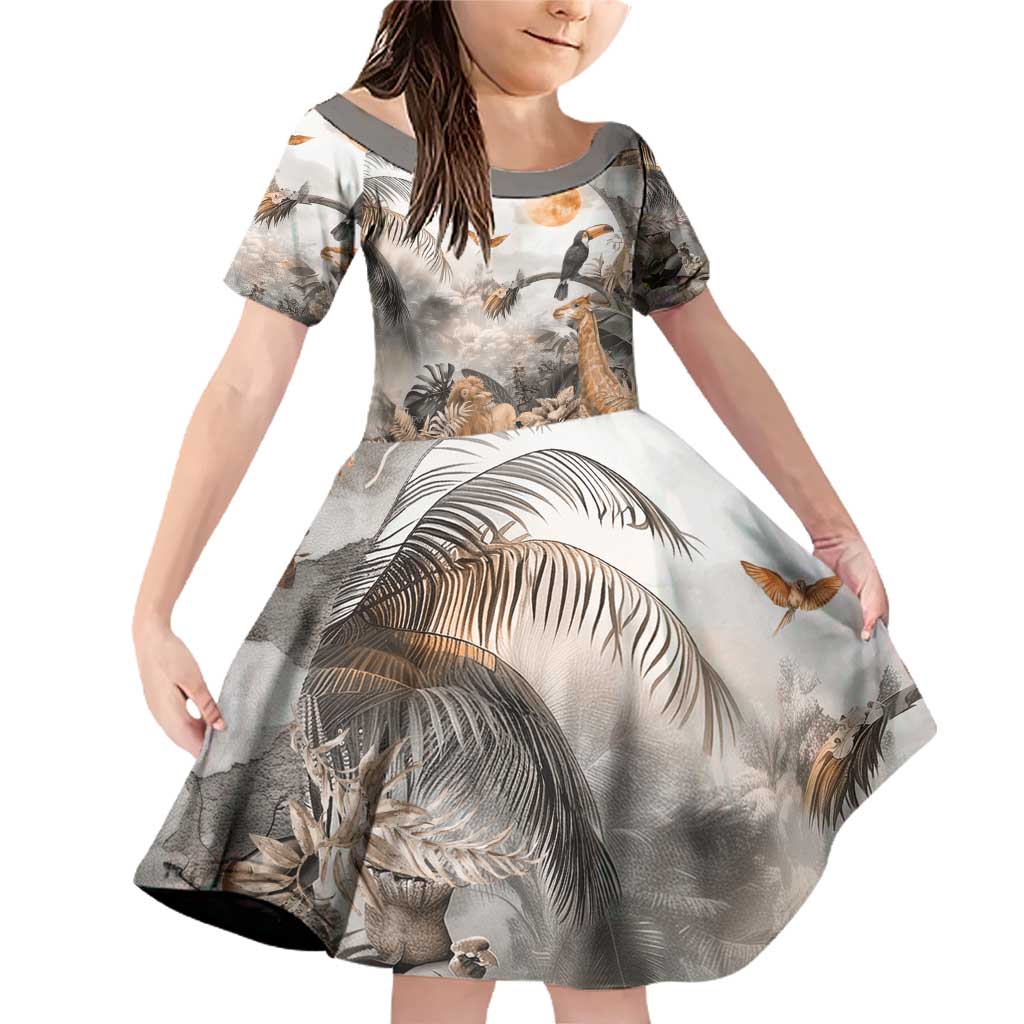 Africa Safari Animals Family Matching Off Shoulder Short Dress and Hawaiian Shirt - Wonder Print Shop