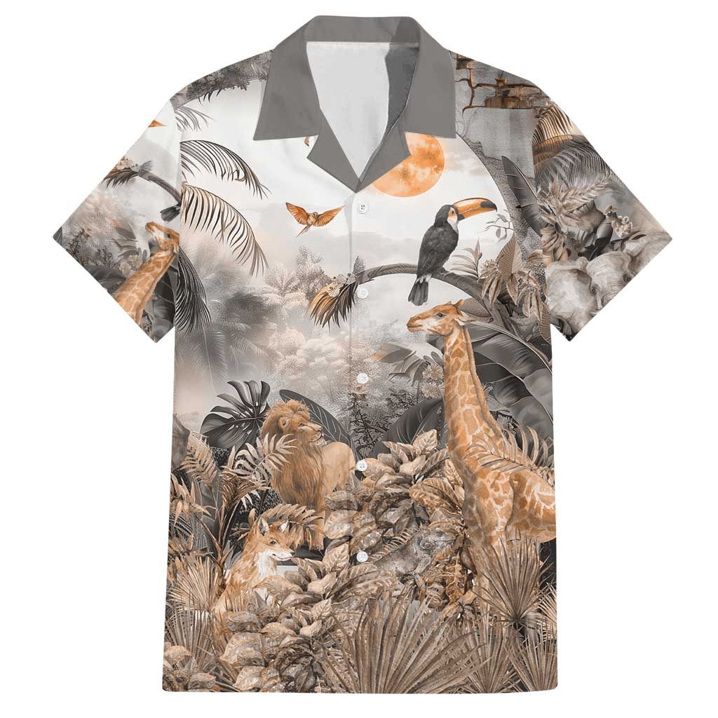 Africa Safari Animals Family Matching Off Shoulder Short Dress and Hawaiian Shirt - Wonder Print Shop