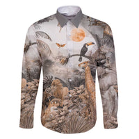 Africa Safari Animals Family Matching Off Shoulder Short Dress and Hawaiian Shirt - Wonder Print Shop