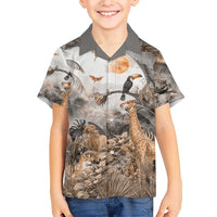 Africa Safari Animals Family Matching Short Sleeve Bodycon Dress and Hawaiian Shirt - Wonder Print Shop