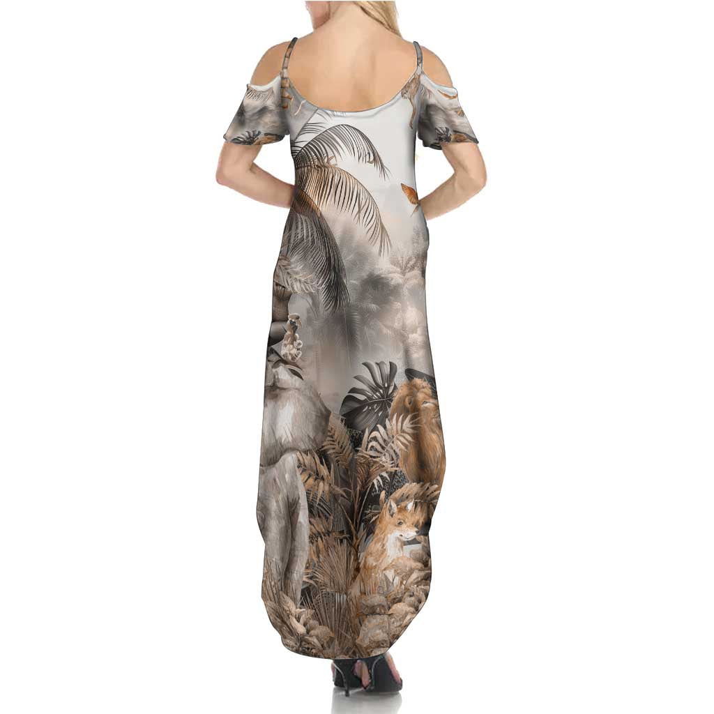 Africa Safari Animals Family Matching Summer Maxi Dress and Hawaiian Shirt - Wonder Print Shop