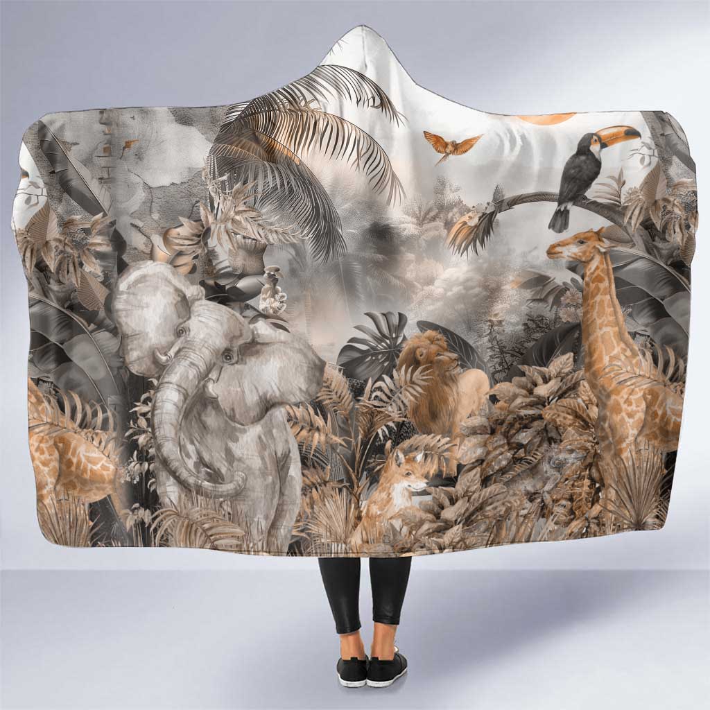 Africa Safari Animals Hooded Blanket