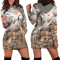 Africa Safari Animals Hoodie Dress - Wonder Print Shop
