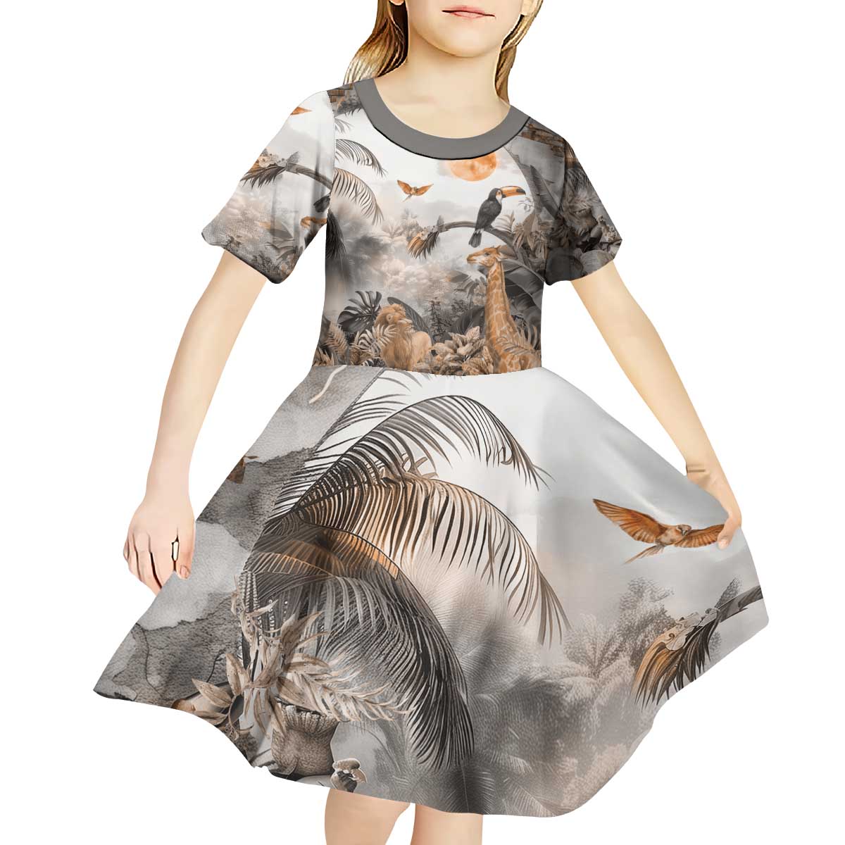 Africa Safari Animals Kid Short Sleeve Dress - Wonder Print Shop